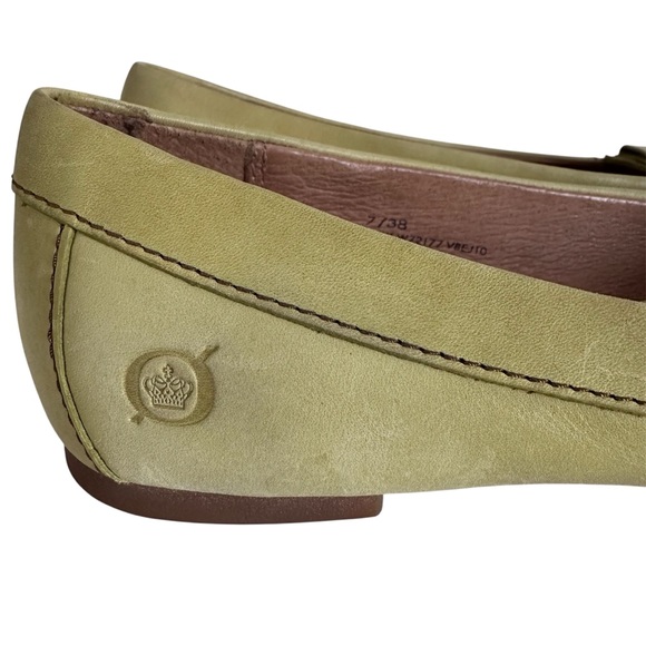 Born Green Leather Loafers with Bow Accent - Picture 5 of 11